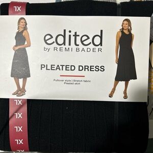 Edited by Remi Bader - Black Pleated Dress - stretchy midi - XL NWT